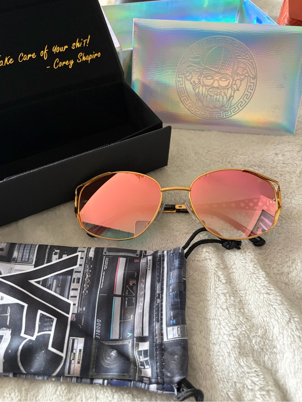 VF Gold Frame Pink Mirror Lens Sunglasses